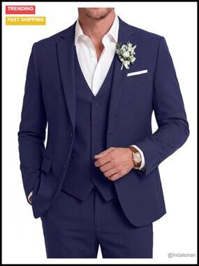 Men's 3 Piece Cotton Linen Suit Set Wedding